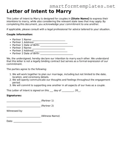 Letter of Intent to Marry Template