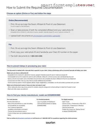 Free Asurion F-017-08 MEN PDF Form