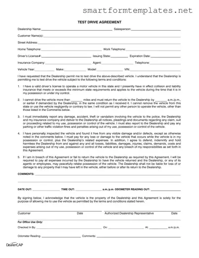Free Test Drive PDF Form