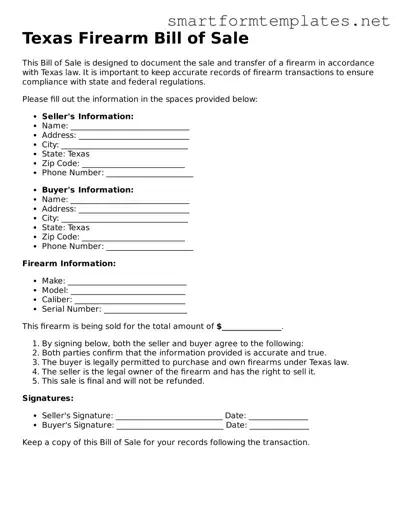 Official Texas Firearm Bill of Sale Form
