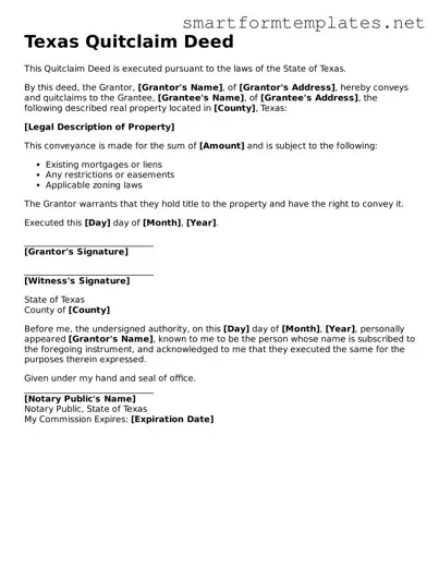 Official Texas Quitclaim Deed Form
