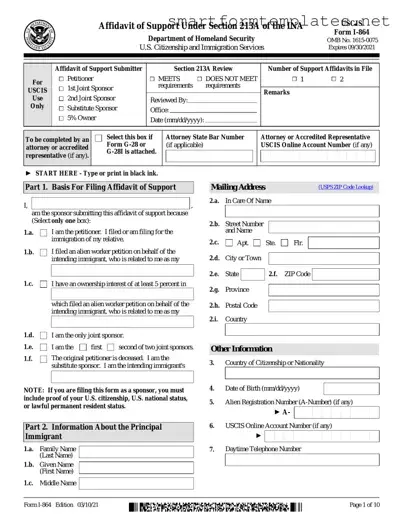 Free USCIS I-864 PDF Form