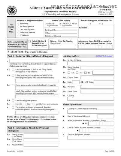 Free USCIS I-864 PDF Form