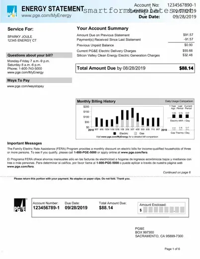 Free Utility Bill PDF Form