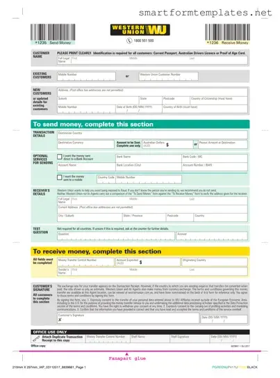 Free Western Union PDF Form