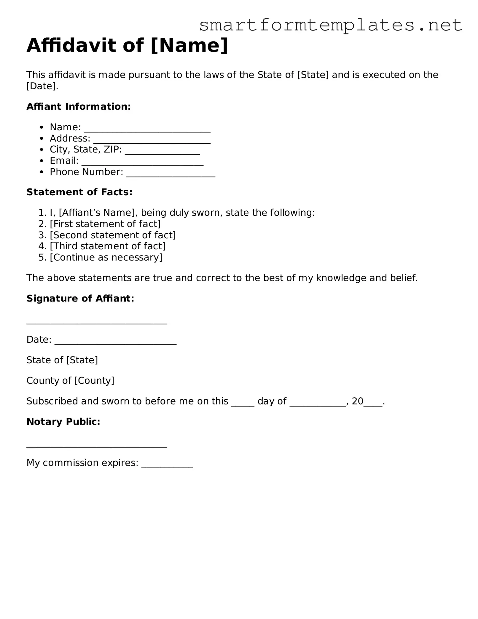 Affidavit Template