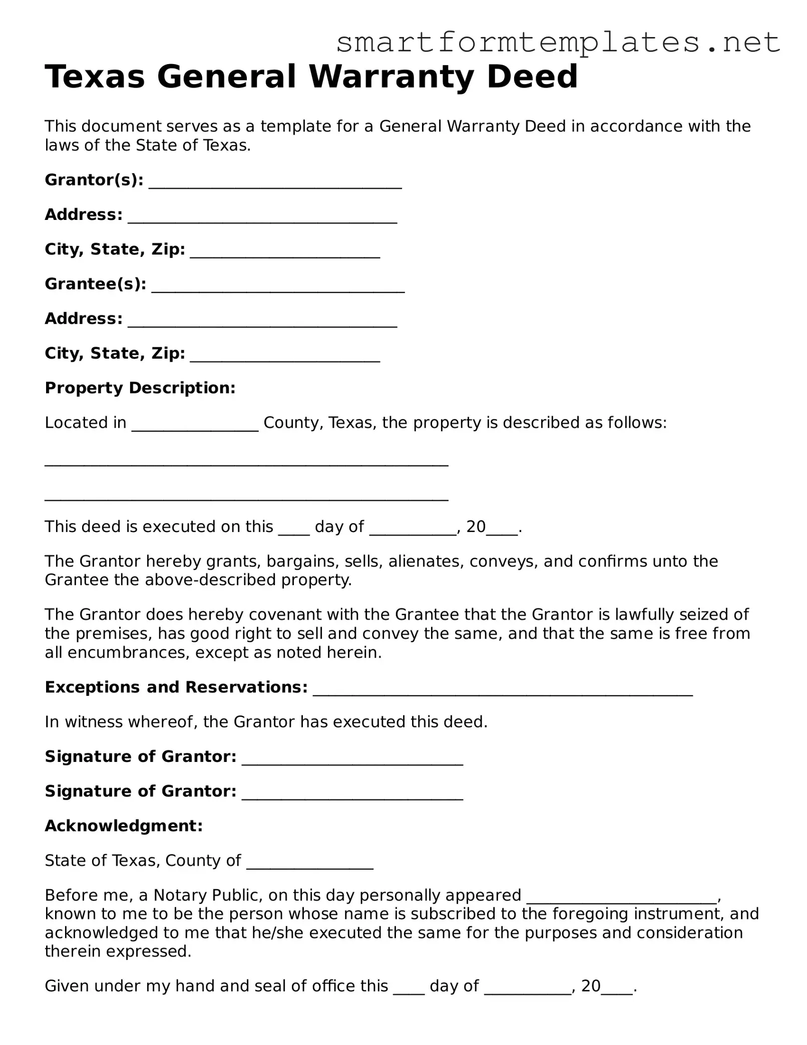 Official Texas Deed Form