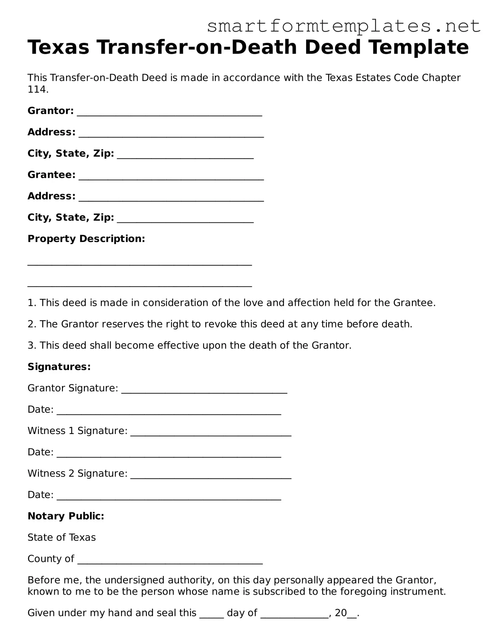 Official Texas Transfer-on-Death Deed Form