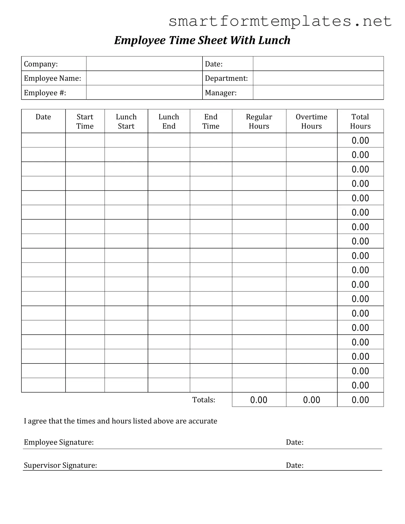 Free Time Card PDF Form