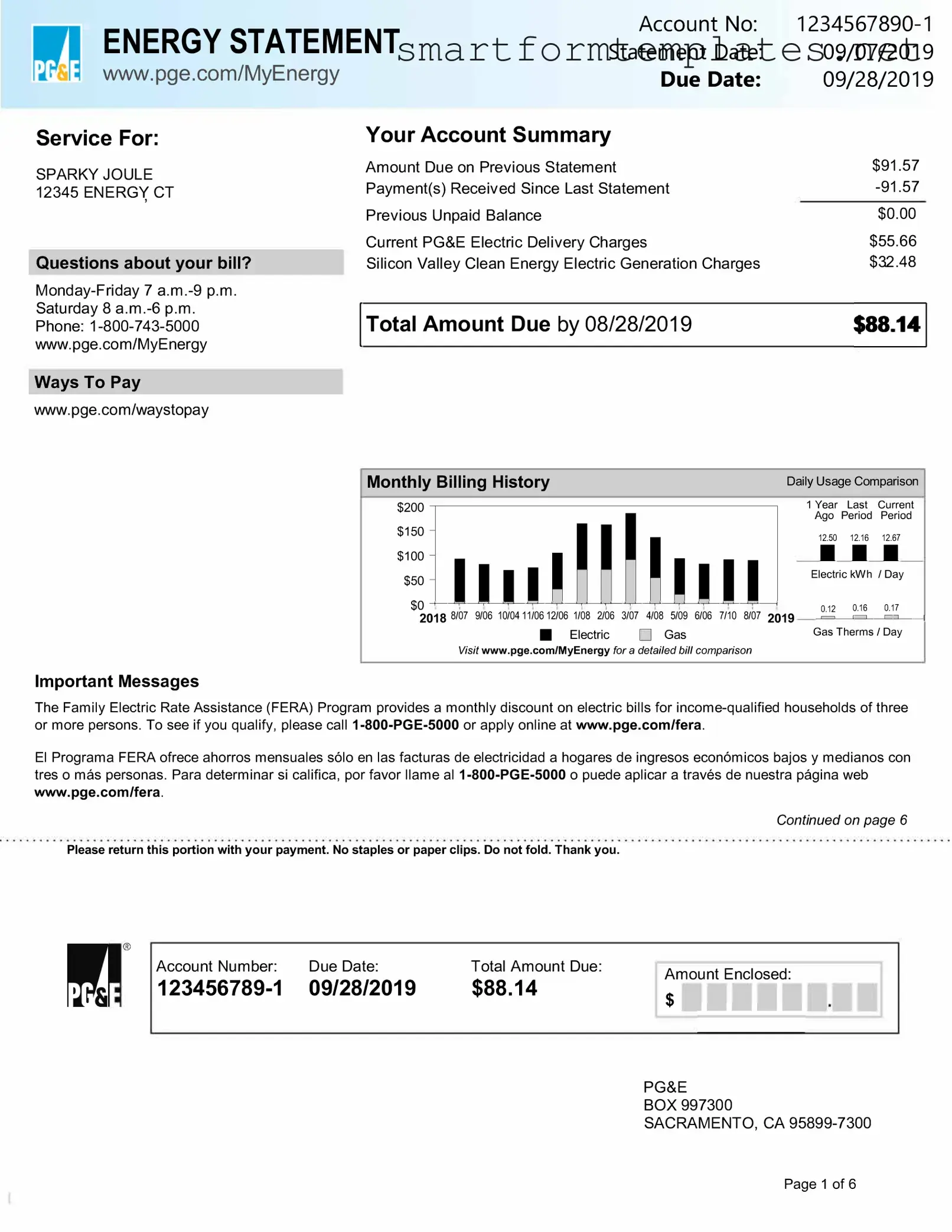 Free Utility Bill PDF Form