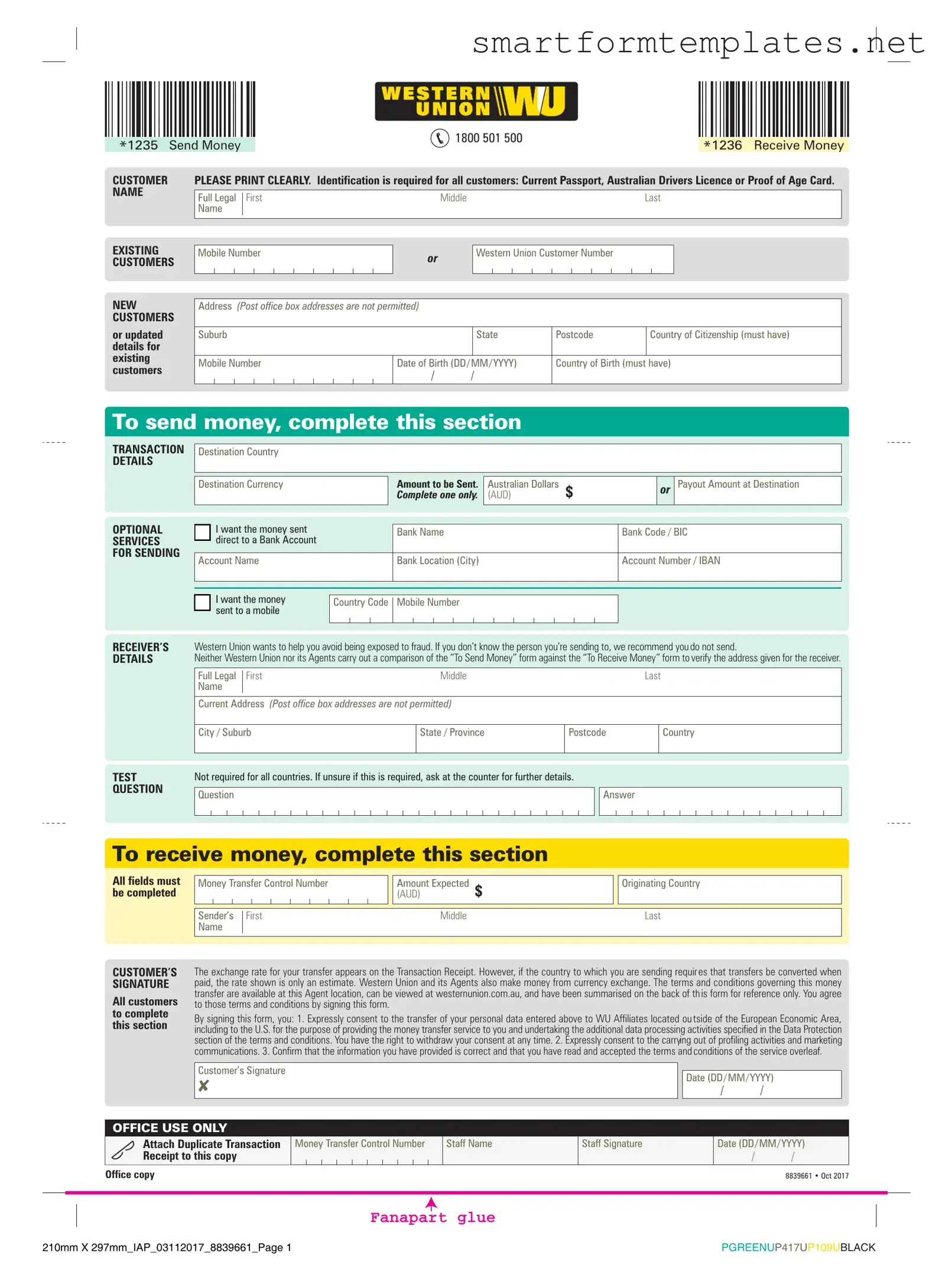 Free Western Union PDF Form
