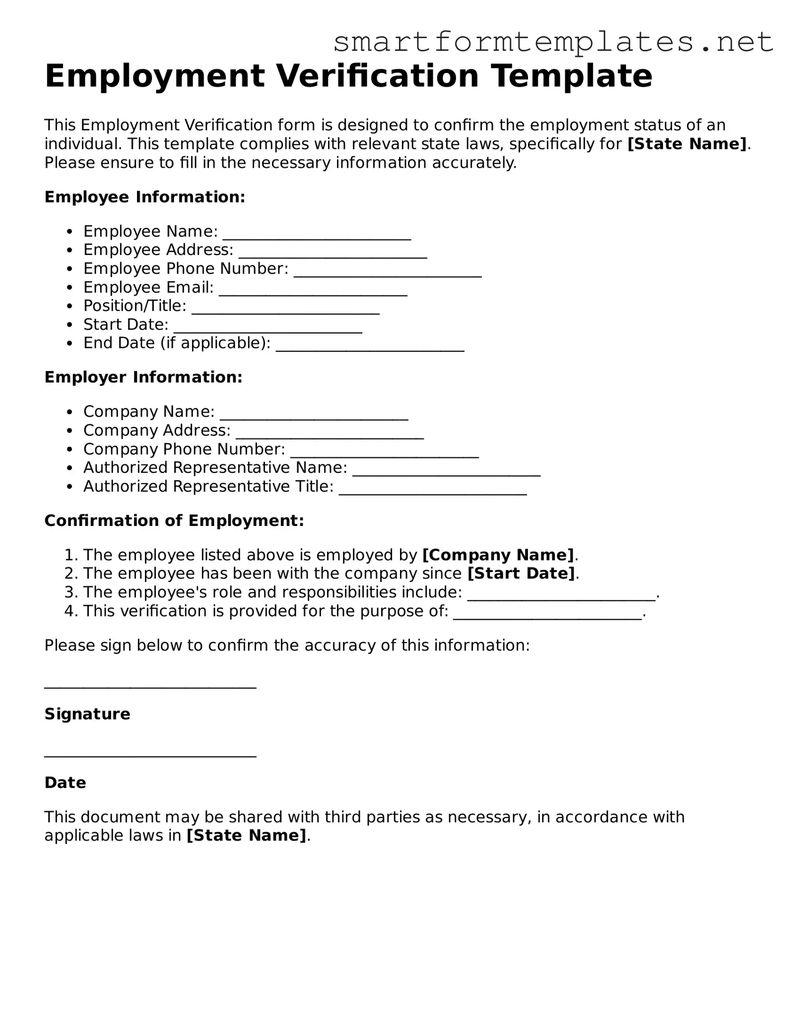 Employment Verification Template